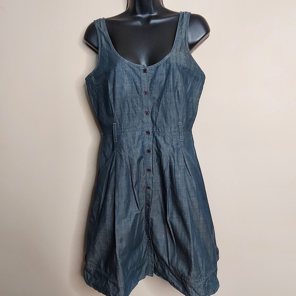 Theory chambray Denim fit and flare dress with pockets Size 6 Blue - Picture 1 of 6